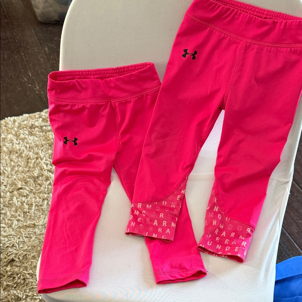 2 pair of Under Armour Kids Vivid Pink Leggings
